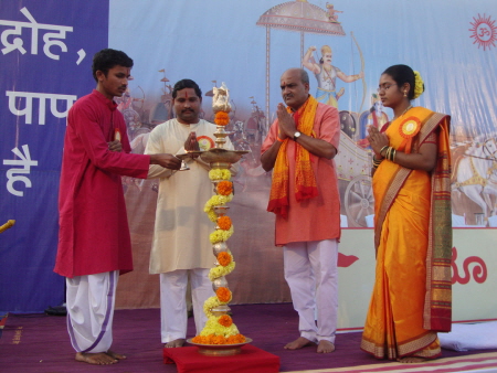 Inaugaration of the sabha by lighting samai(An oil lamp) by dignitaries